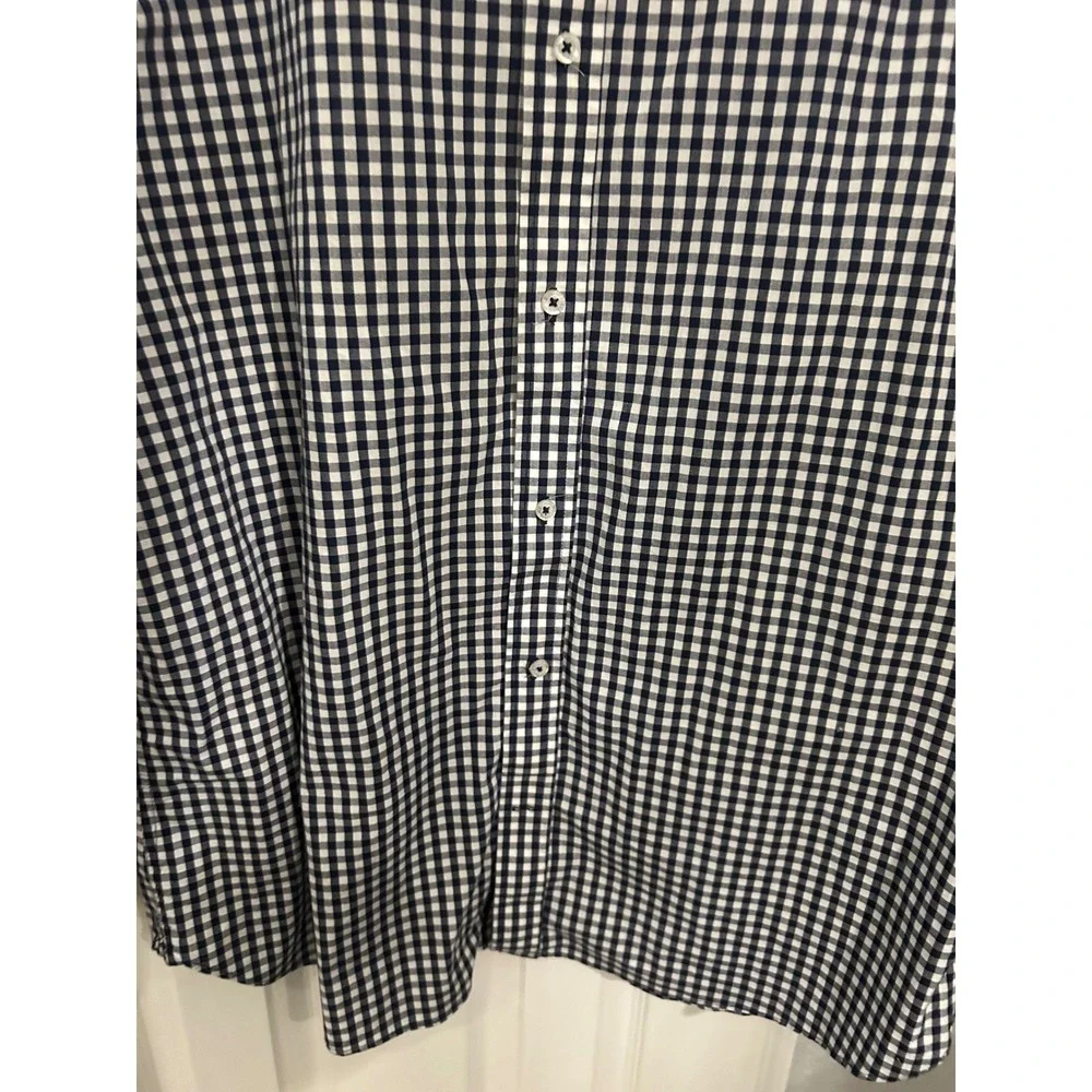 Banana Republic XL Slim‎ Fit Gingham Button Down Shirt Navy Blue White Stretch
